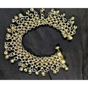 Vtg Multi-layered Ankle Bracelett Silver Tone Belly Dance with Bells